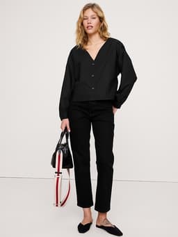 Banana Republic — Cotton Poplin Volume-Sleeve Top