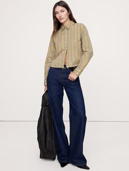 Banana Republic — Cotton Poplin Ruffle-Back Shirt