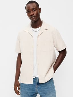 Old Navy — Short-Sleeve Textured Jacquard Camp Shirt