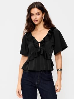 Old Navy — Satin Ruffle Tie-Front Top
