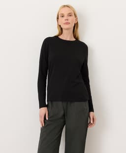 Pact — Luxe Essential Crewneck Long Sleeve Tee - Black