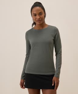 Pact β Luxe Stretch Jersey Slim Long Sleeve Tee - Castor Green