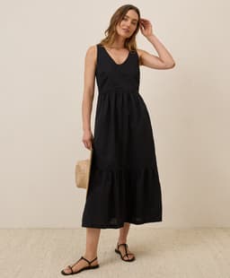 Pact — Canopy Linen Blend Easy Tank Dress - Black