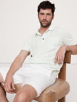 Banana Republic — Linen-Cotton Ribbed Sweater Polo