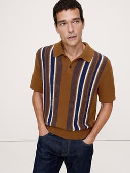 Banana Republic — Bouclé Stripe Sweater Polo