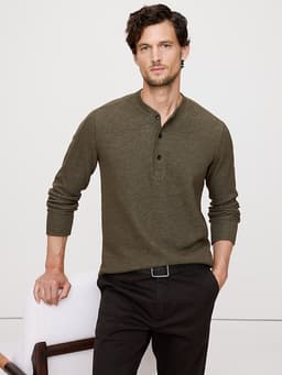 Banana Republic — Slub Double-Knit Henley T-Shirt