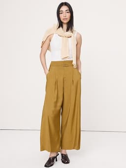 Banana Republic — Pleated Wide-Leg Cropped Pant in Luster Twill