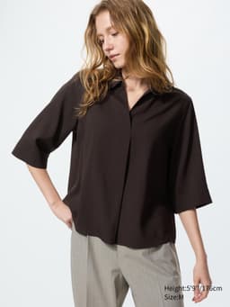 Uniqlo — Rayon Skipper Collar Blouse | 3/4 Sleeve