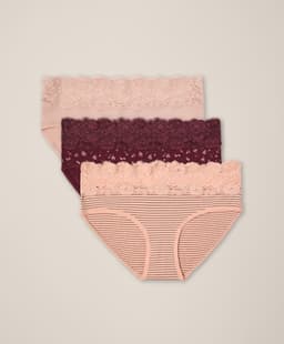 Pact — Lace Waist Brief 3-Pack - Pink & Rosy