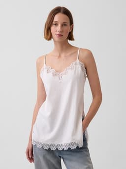 Gap — Linen-Blend Lace-Trim Cami