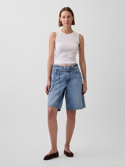 Gap — 11" Mid Rise Micro Belt Longline Denim Shorts
